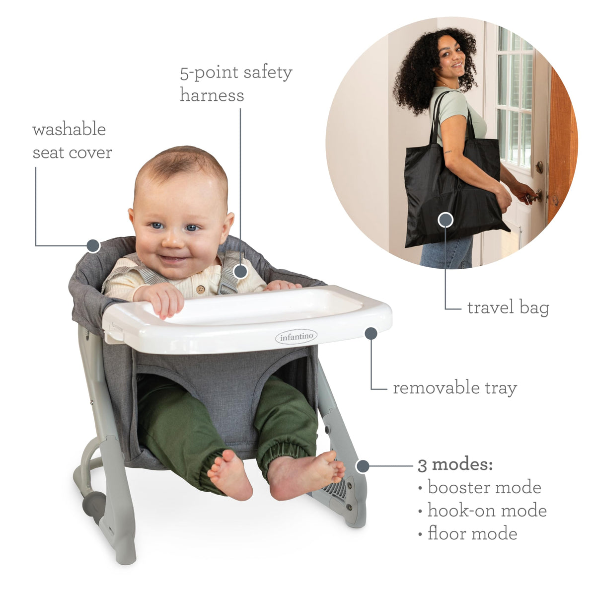 Gray Travel Booster High Chair & Seat K987525