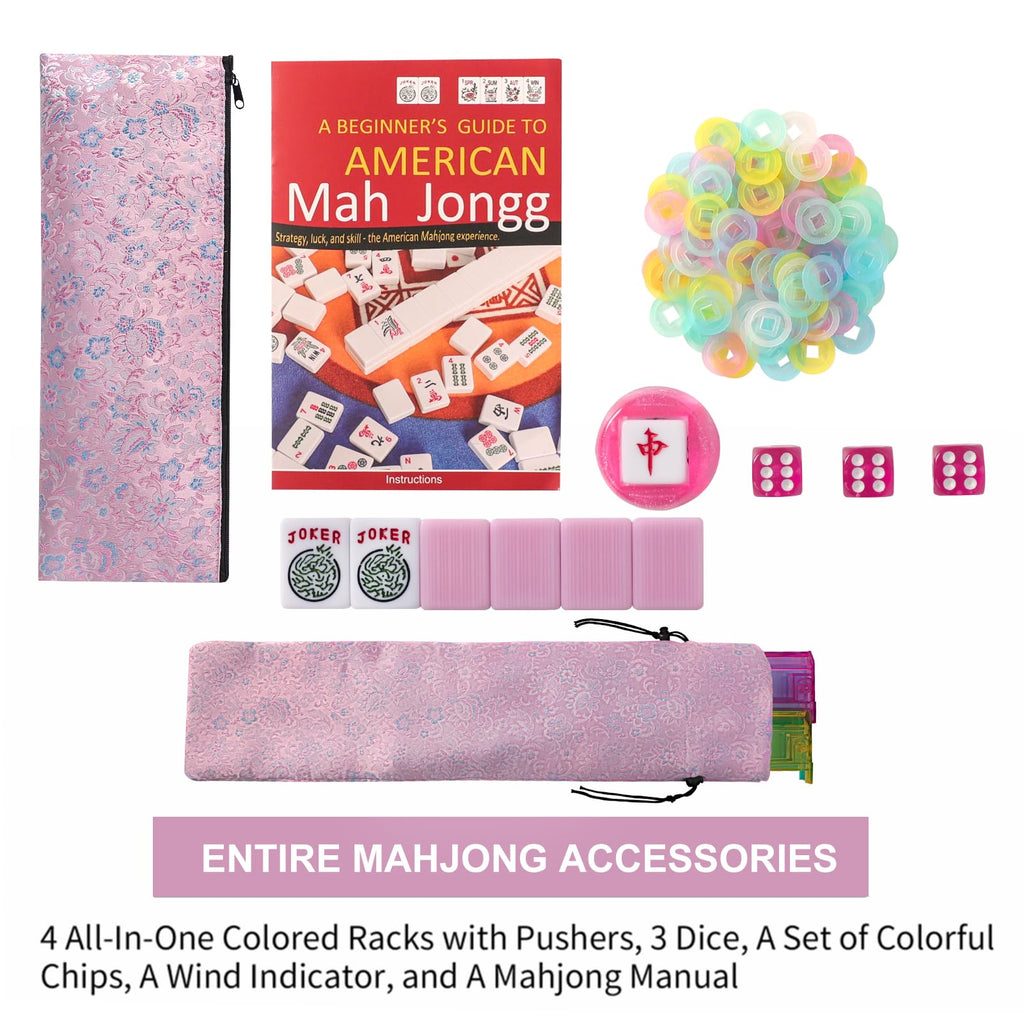 American Mahjong Game Set 166 Pink Tiles N9318