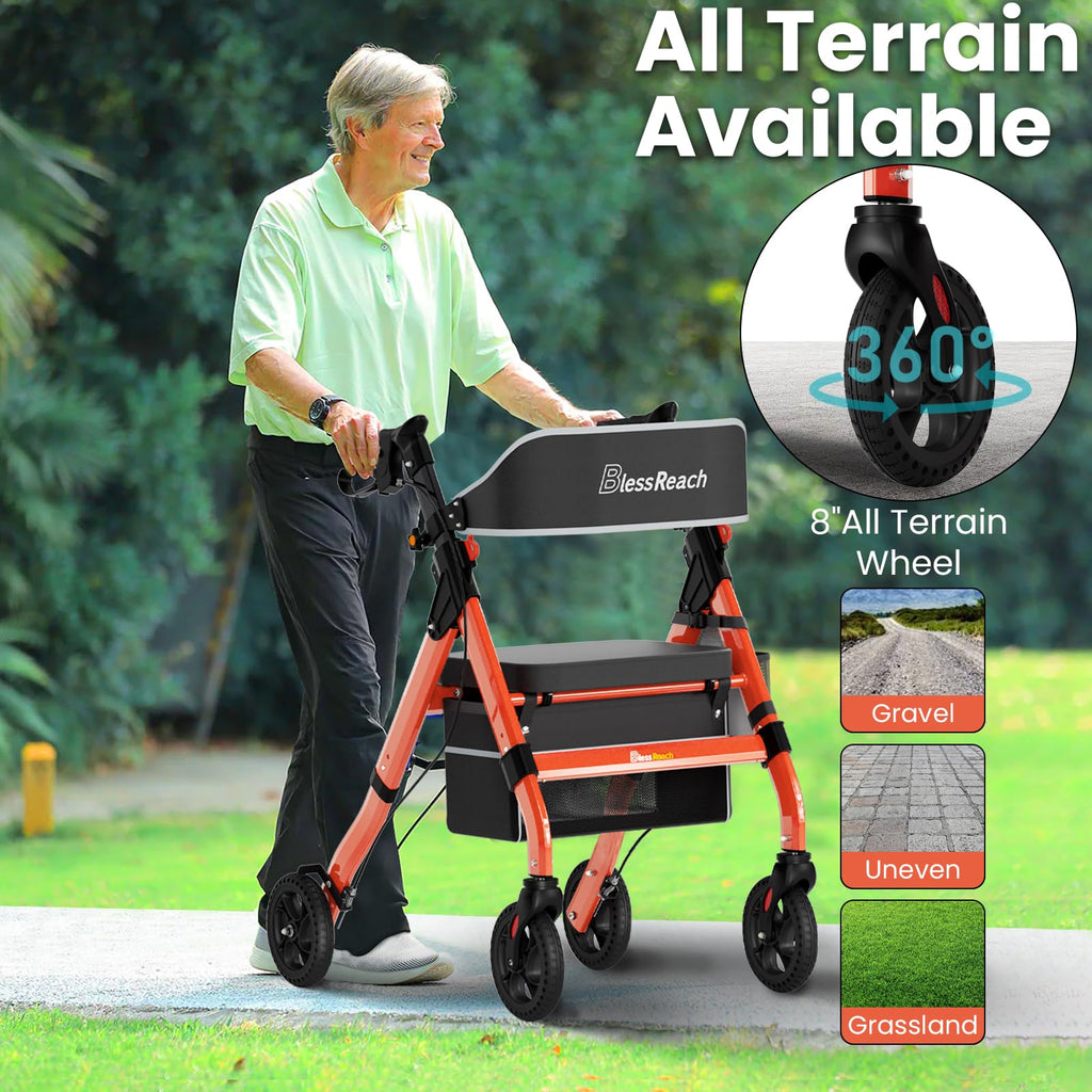 Foldable Heavy-Duty Rollator Walkers with Seat C54364