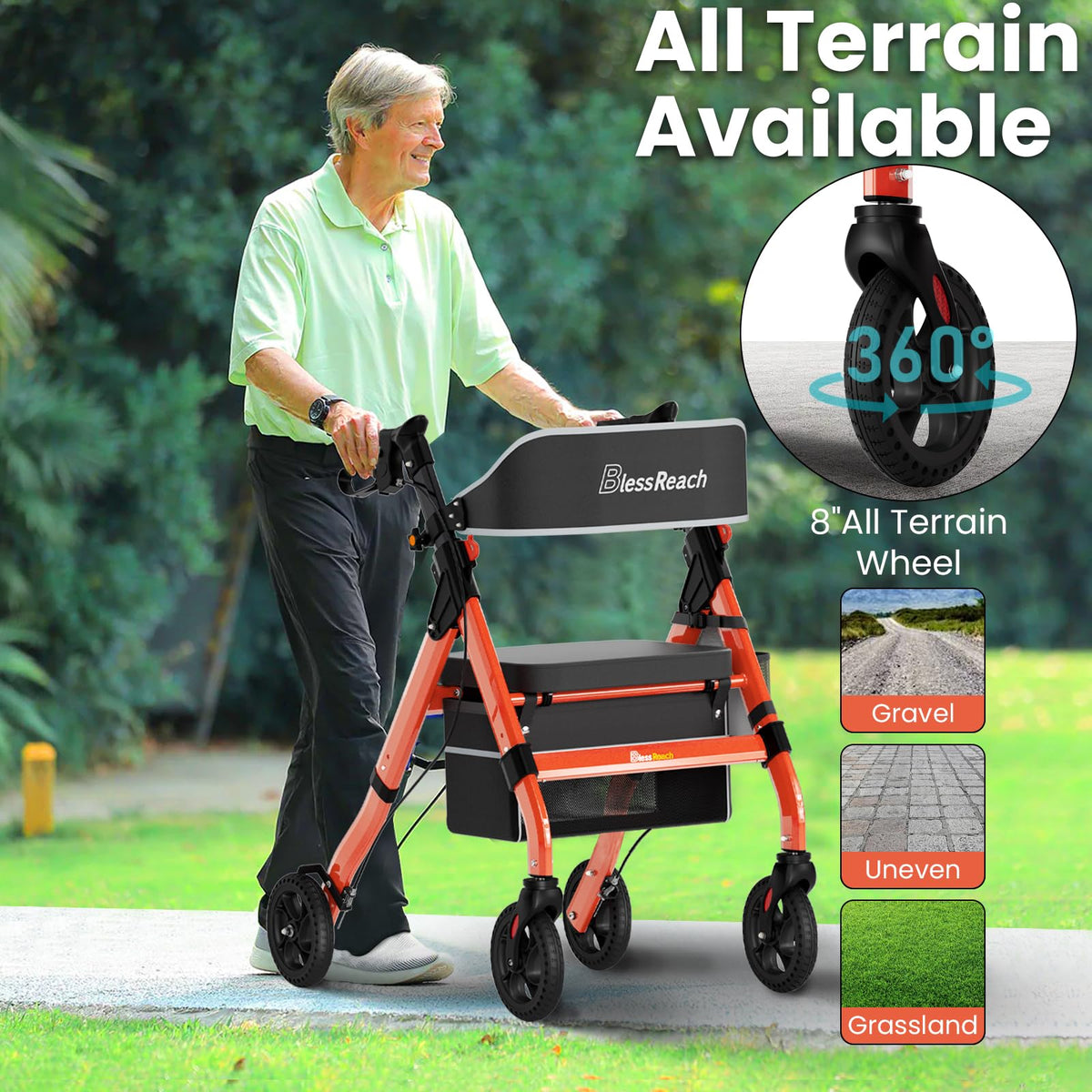 Foldable Heavy-Duty Rollator Walkers with Seat C54364