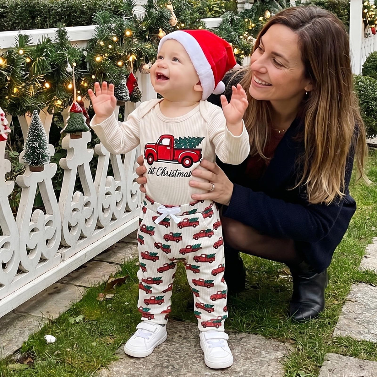 Christmas Baby Boy Outfit Romper Pants Hat X600798