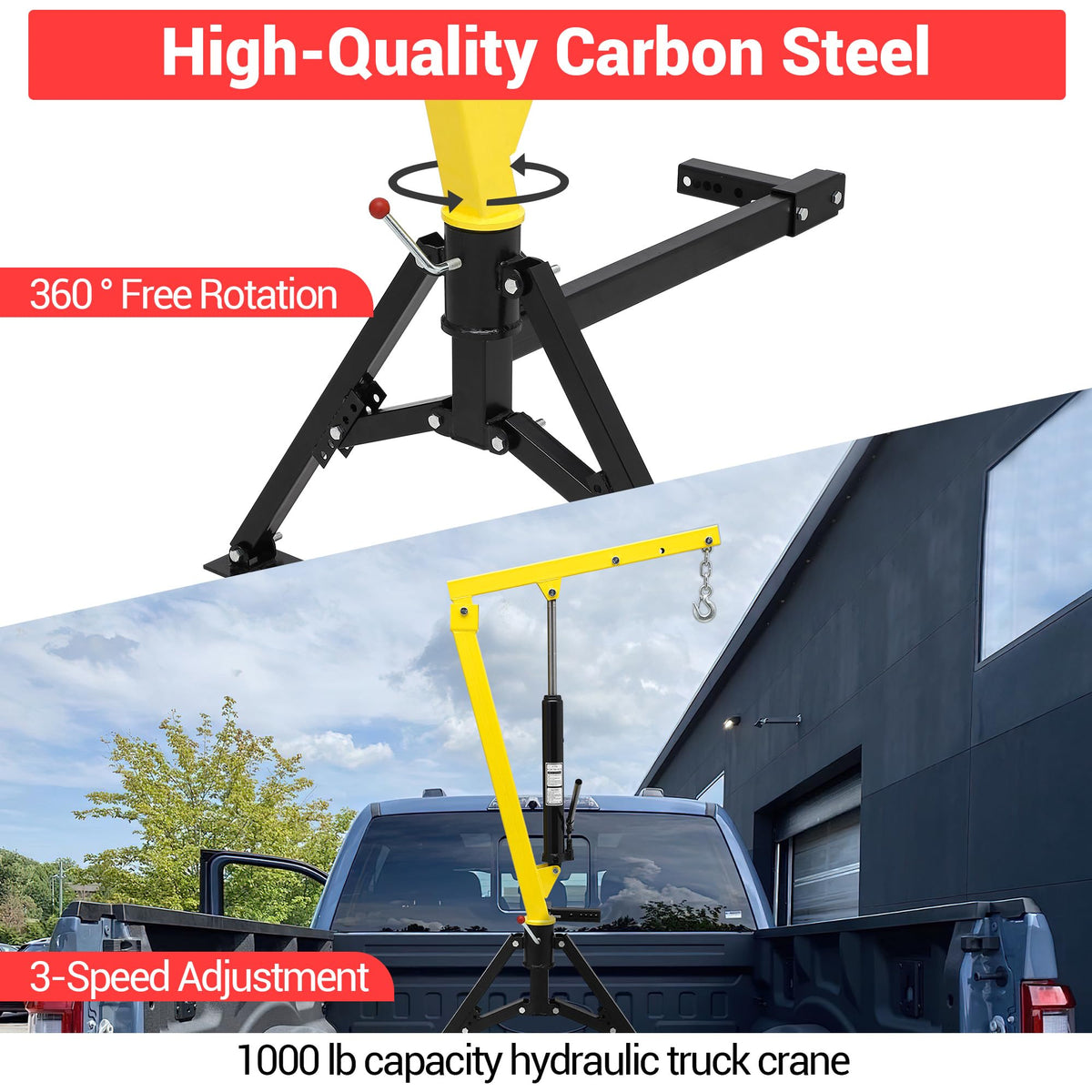 Hydraulic 1000Lbs Hitch-Mounted 360° Swivel Pickup Truck Crane Z260520