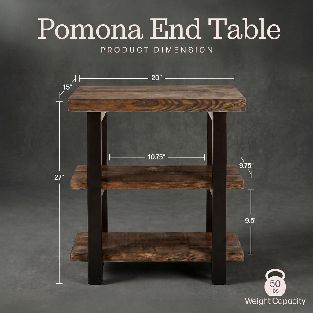 Solid Wood 3-Tier End Table E1622