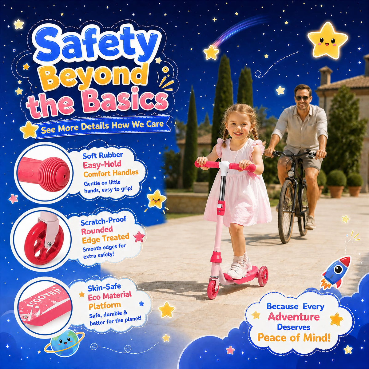3 Wheel Kids Scooter with LED Light-Up Wheels E75380