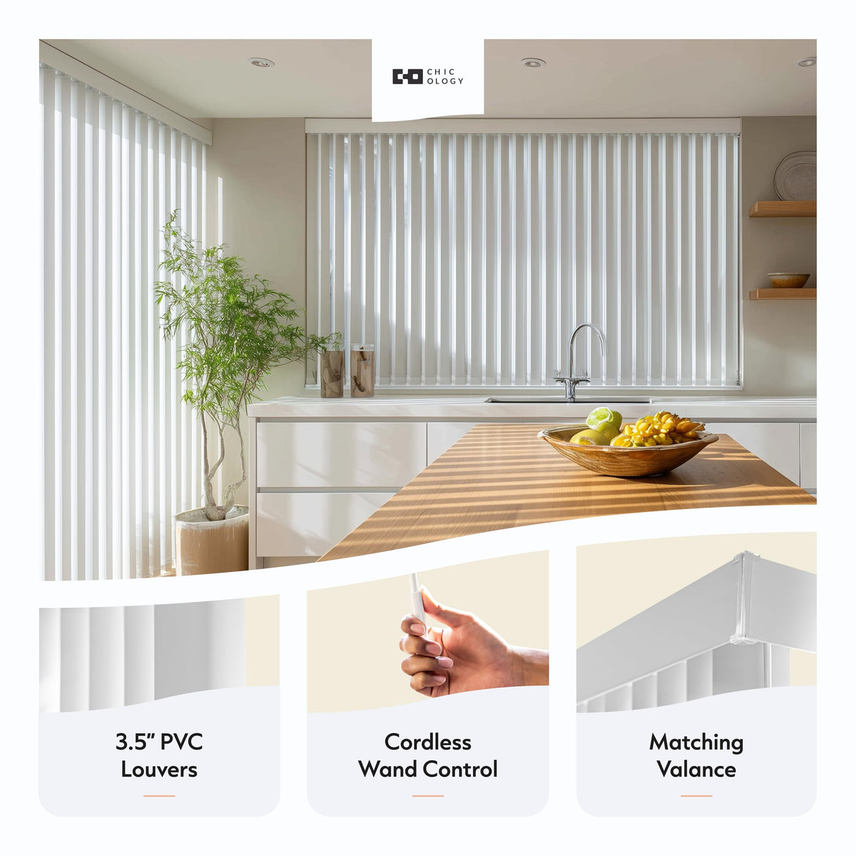 Vertical Blinds Oxford White Vinyl 78" W x 84" H M74993