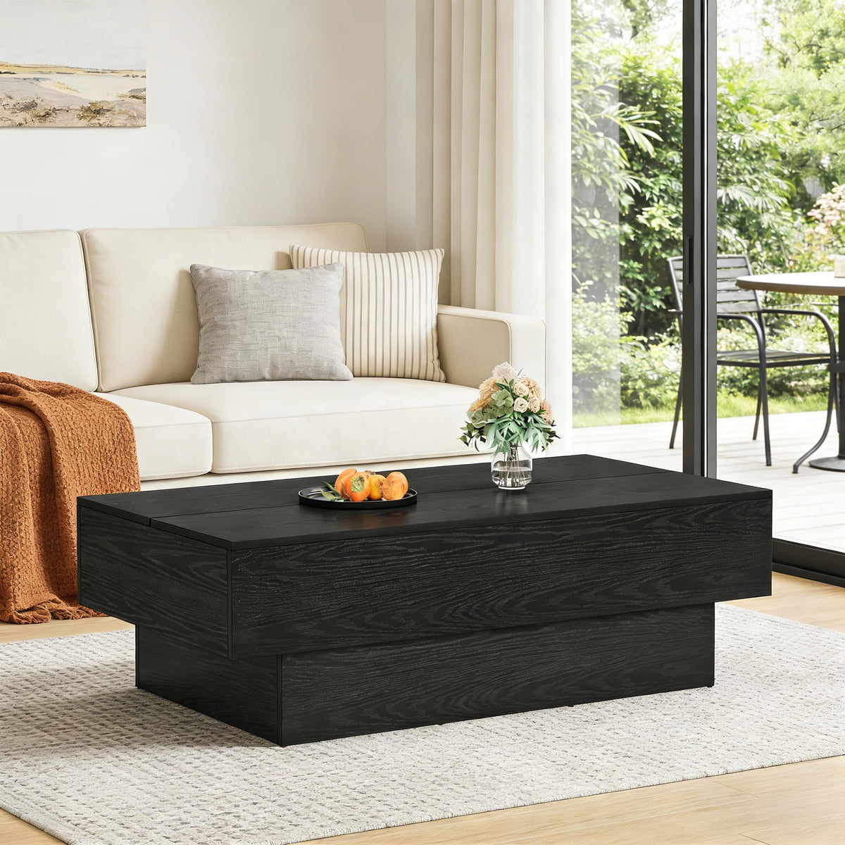 Black Rectangle Coffee Table Y80647