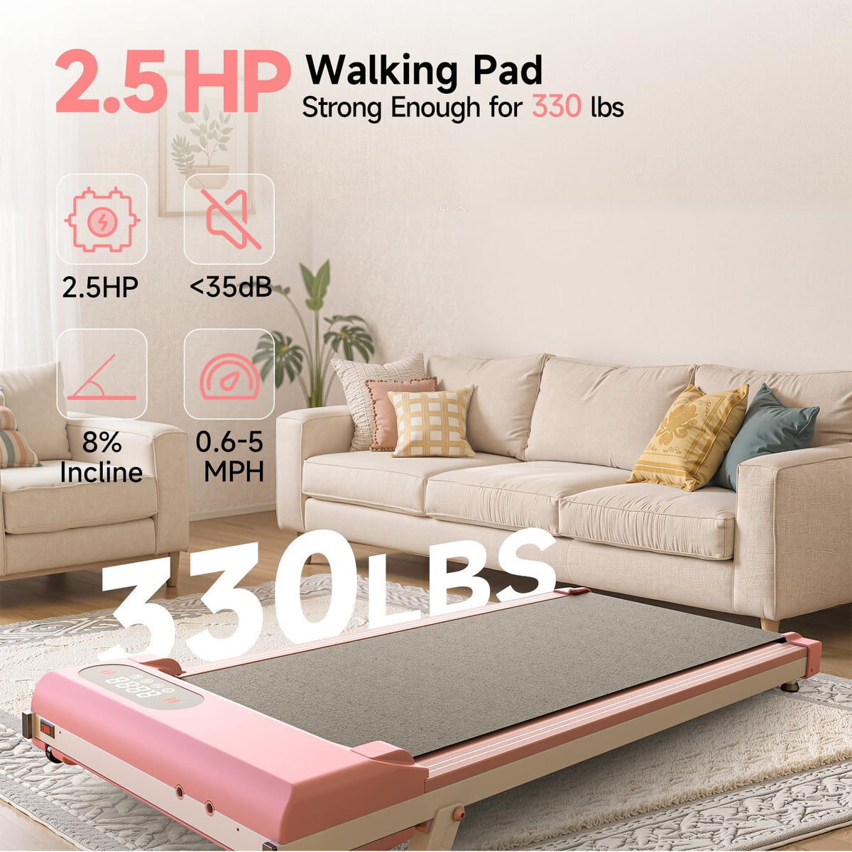 Incline Walking Pad with 8% Incline & 2.5HP Z368