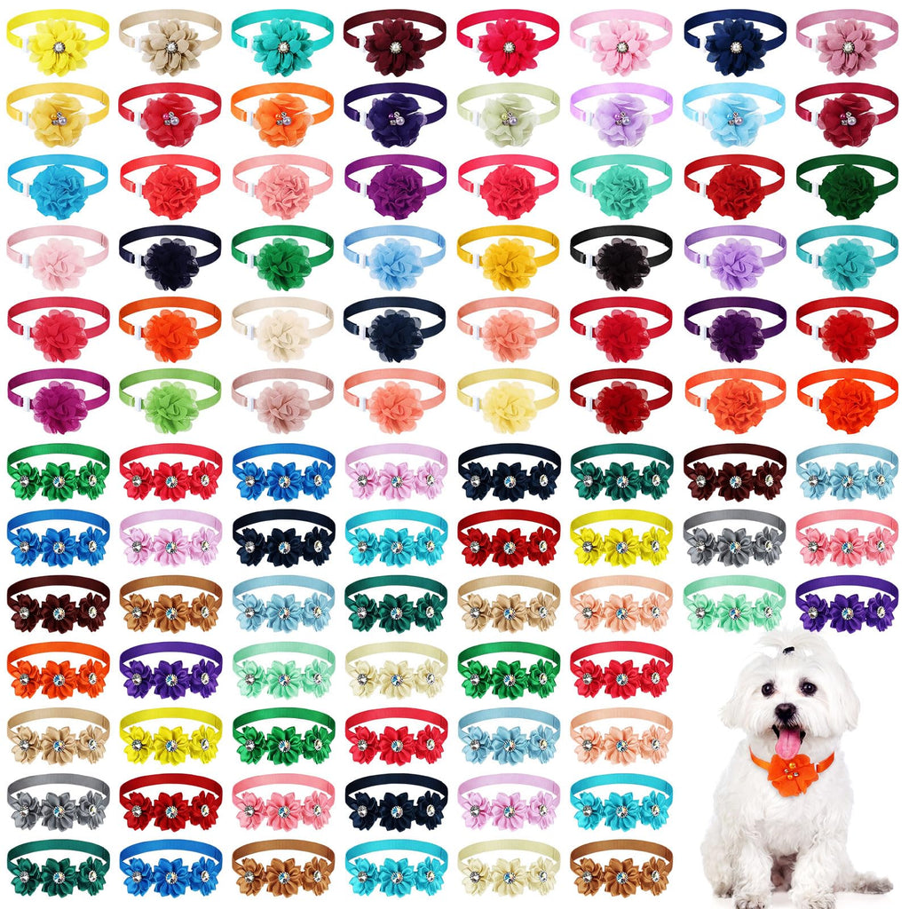 100 Pcs Floral Adjustable Dog Collar Flowers K849