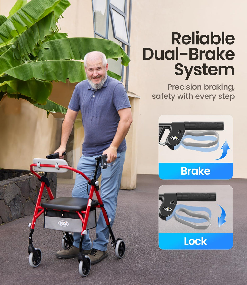 Foldable Rollator Walker with Seat P694