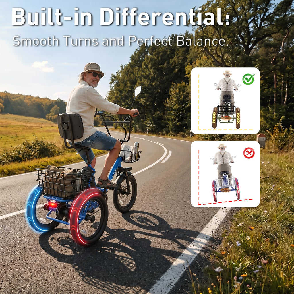 Electric Tricycle for Adults with 2 Basket Y645587