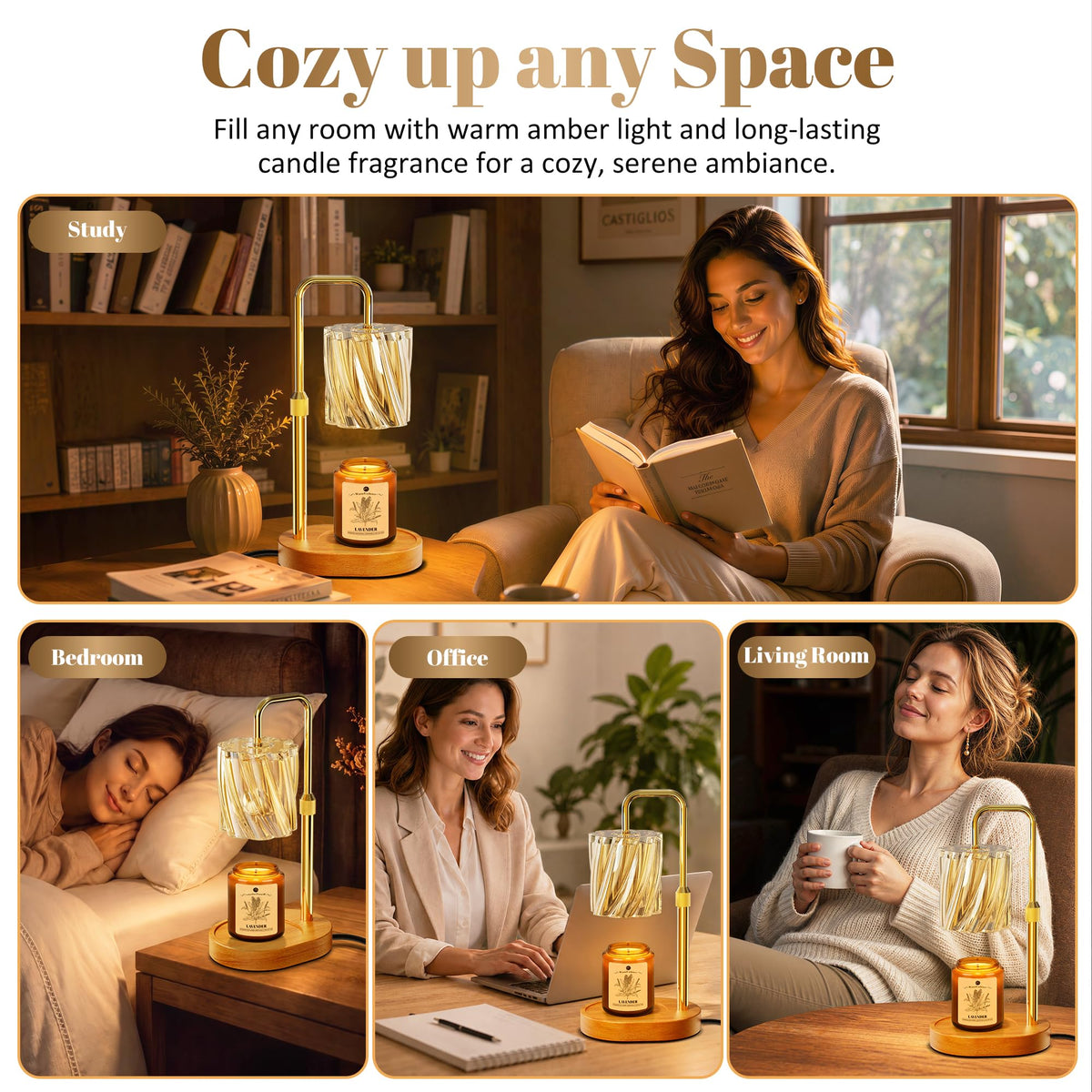 Candle Warmer Lamp Set with Scented Jar Candle & Timer N8117