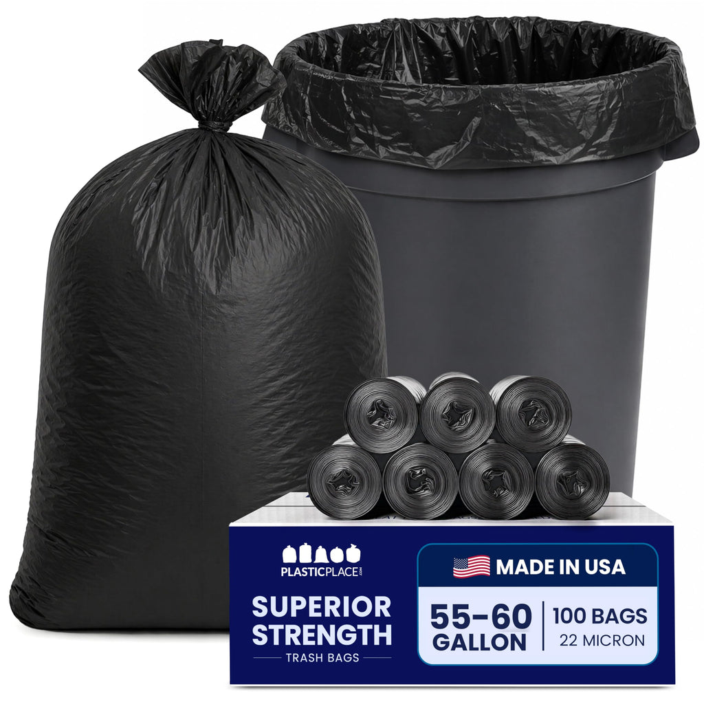 55-60 Gallon Heavy Duty Black Trash Bags, 100 Count F7542