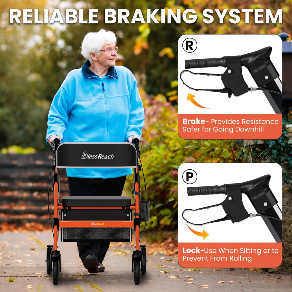 Foldable Heavy-Duty Rollator Walkers with Seat C54364