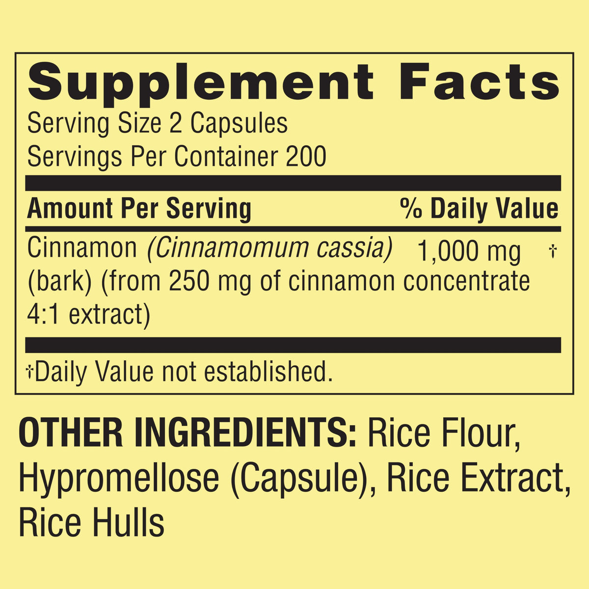 Cinnamon 1000 mg 400 Count Dietary Supplement U7292