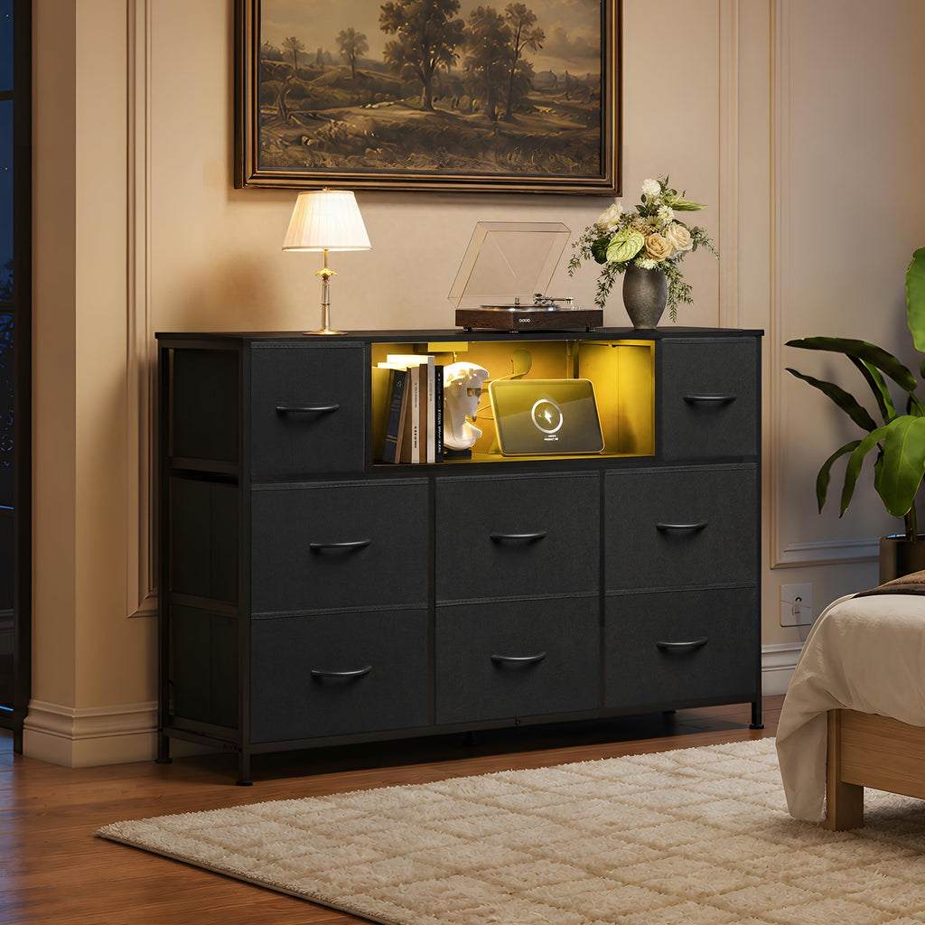 Black 8 Drawer TV Stand G19048