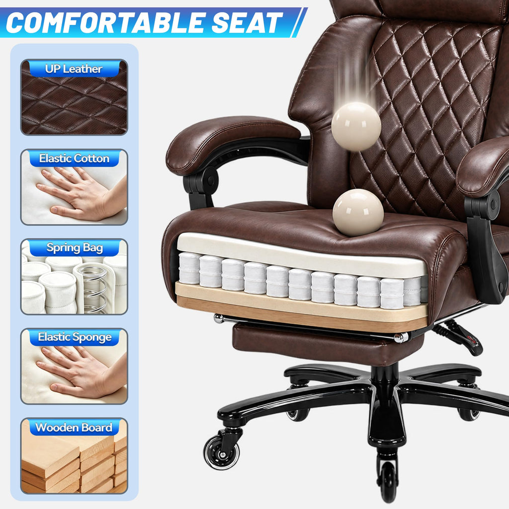 Brown Heavy Duty Reclining Executive Office Chair with Footrest Q7728