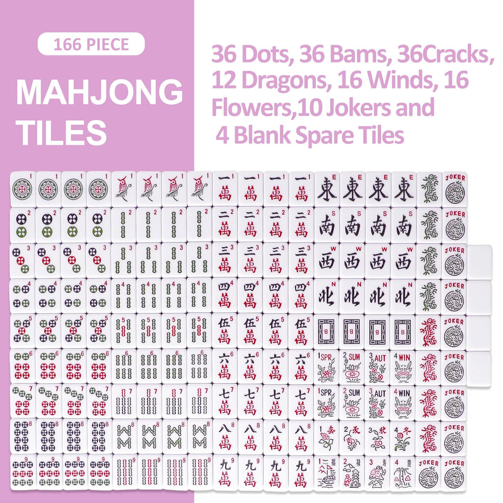 American Mahjong Game Set 166 Pink Tiles N9318