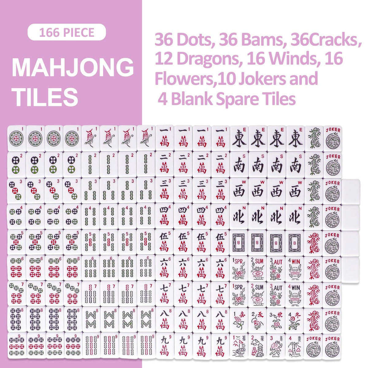 American Mahjong Game Set 166 Pink Tiles N9318