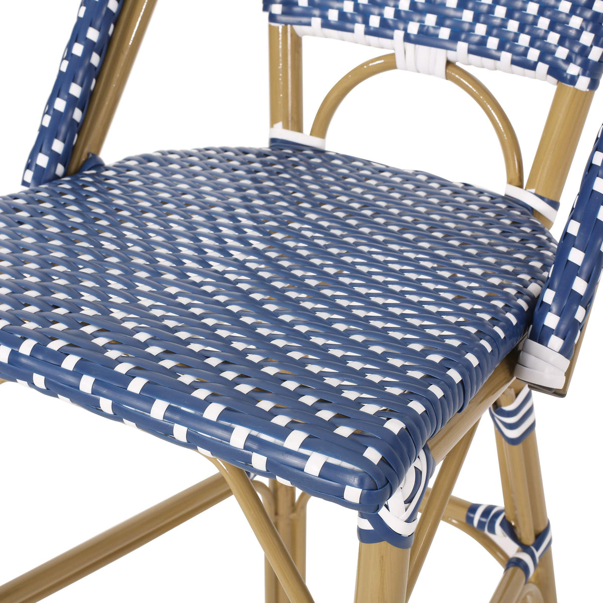 29.5" H Outdoor Bar Stools Set of 2 PE Rattan Aluminum Dark Teal & White Y279159