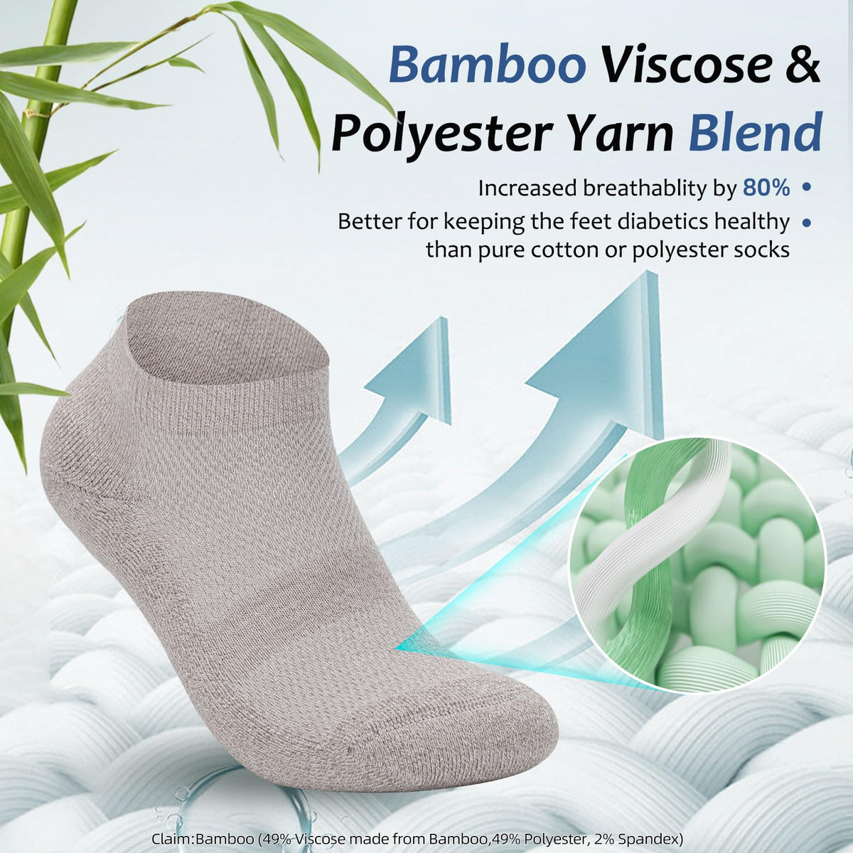 6 Pairs Low Cut Non Binding Bamboo Seamless Socks B36924
