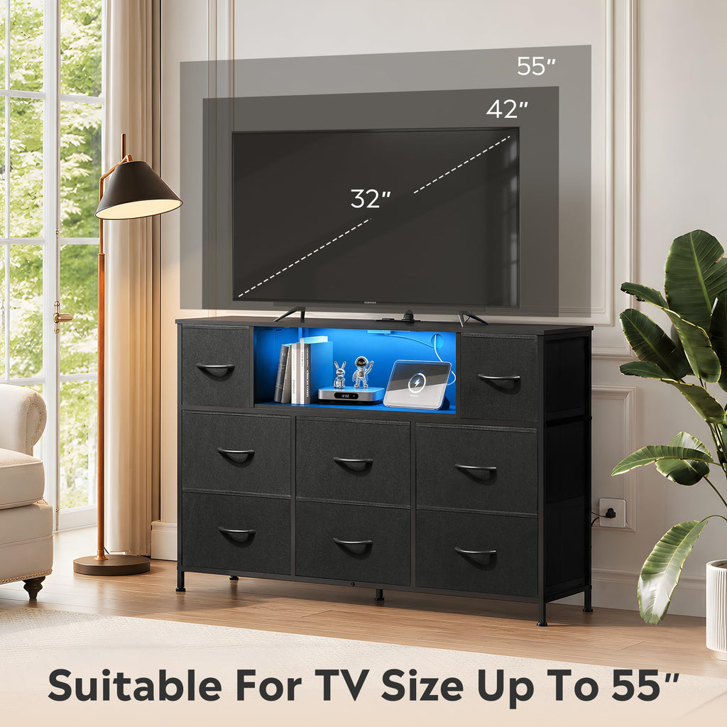 Black 8 Drawer TV Stand G19048