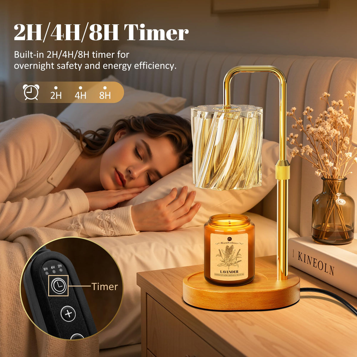 Candle Warmer Lamp Set with Scented Jar Candle & Timer N8117
