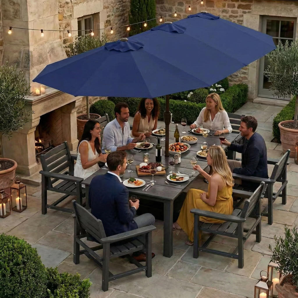 15ft Double-Sided Rectangle Patio Umbrella with Base L453924