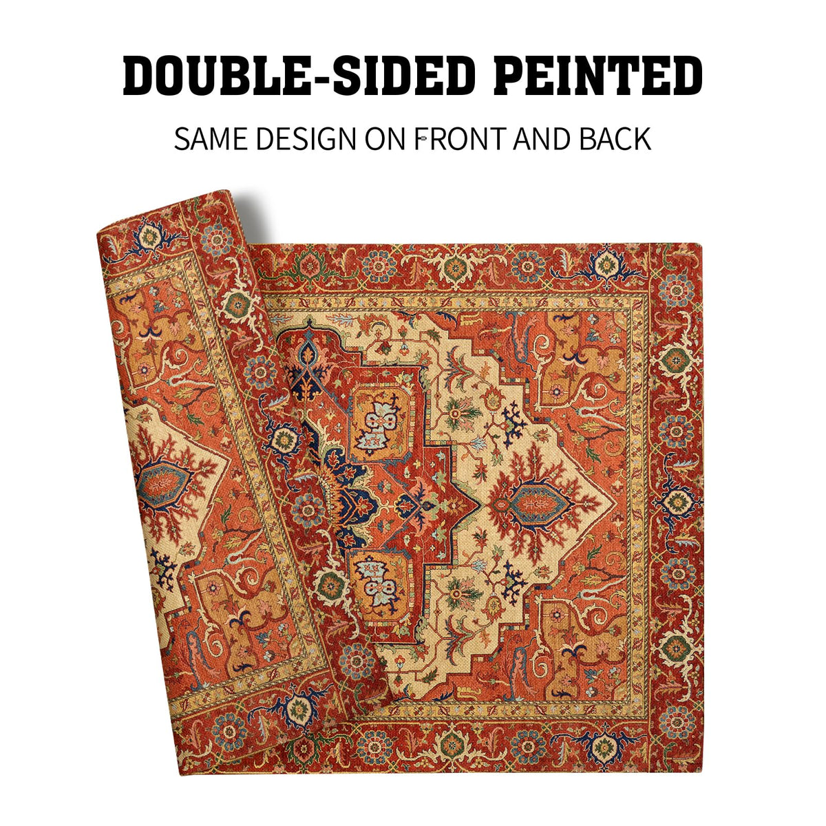 Boho Ethnic Placemats Set of 4 Orange Brown Retro Flower Linen 12"x18" E654
