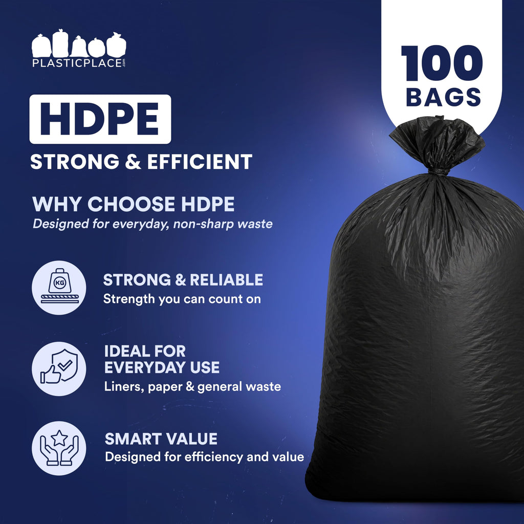 55-60 Gallon Heavy Duty Black Trash Bags, 100 Count F7542