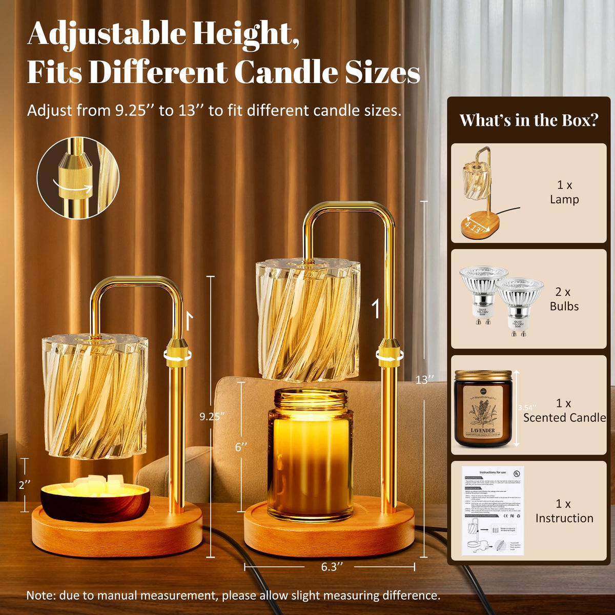 Candle Warmer Lamp Set with Scented Jar Candle & Timer N8117