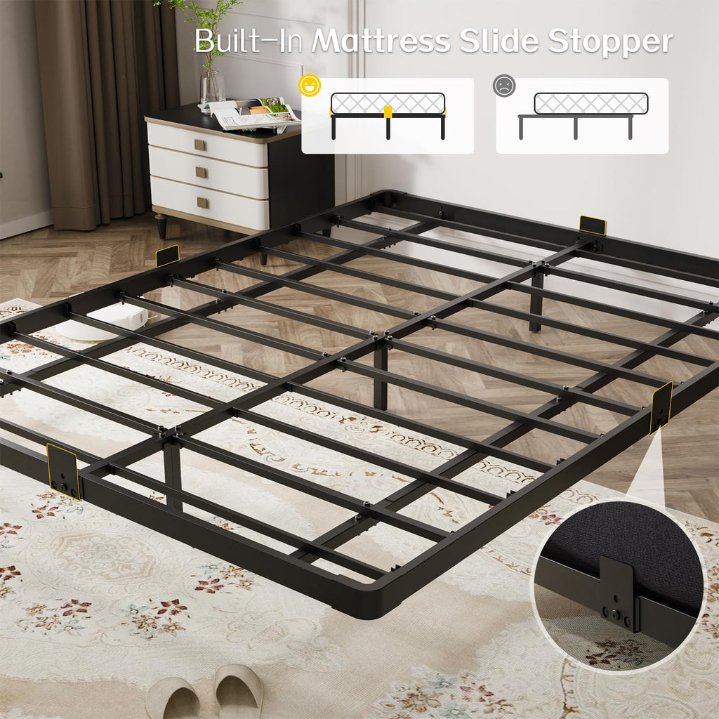 Full Size Metal Floating Bed Frame with LED Light & Charging Station F563441