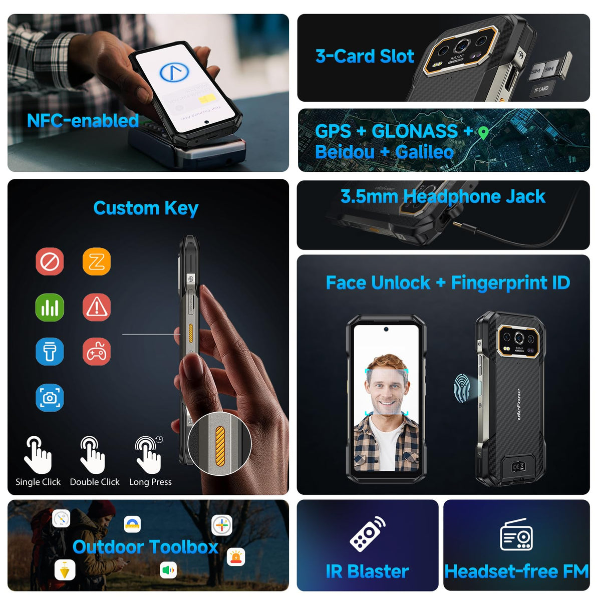 Rugged Smartphone Unlocked 64MP Night Vision 50MP Ultra-Wide Camera Z65627