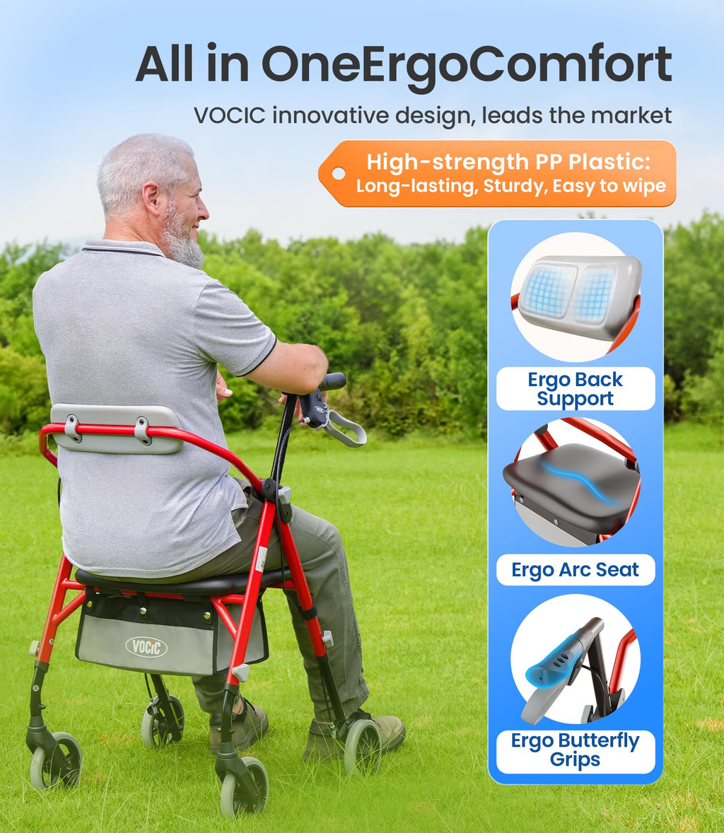 Foldable Rollator Walker with Seat P694