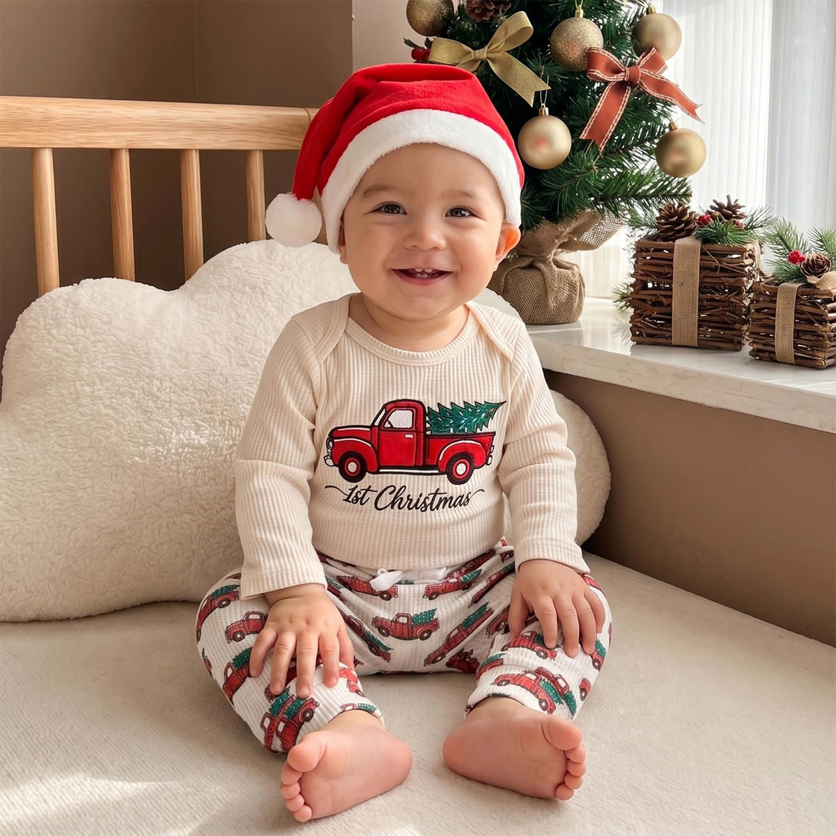 Christmas Baby Boy Outfit Romper Pants Hat X600798