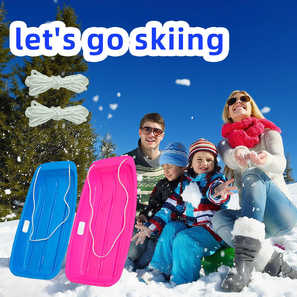 35 Inch 2-Person Plastic Snow Sled with Pull Rope O93608