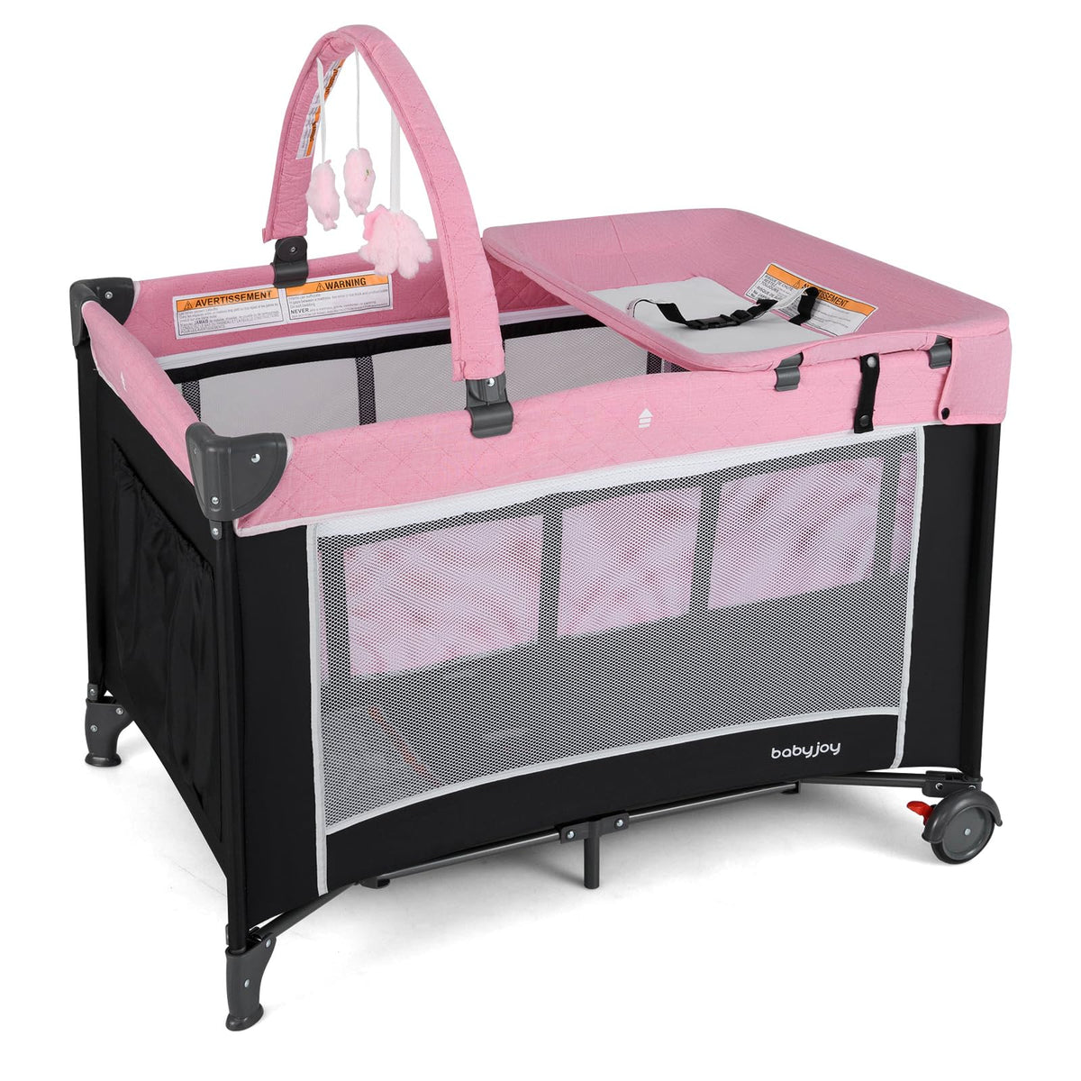 3 in 1 Pink Pack and Play Baby Crib Bassinet B836167