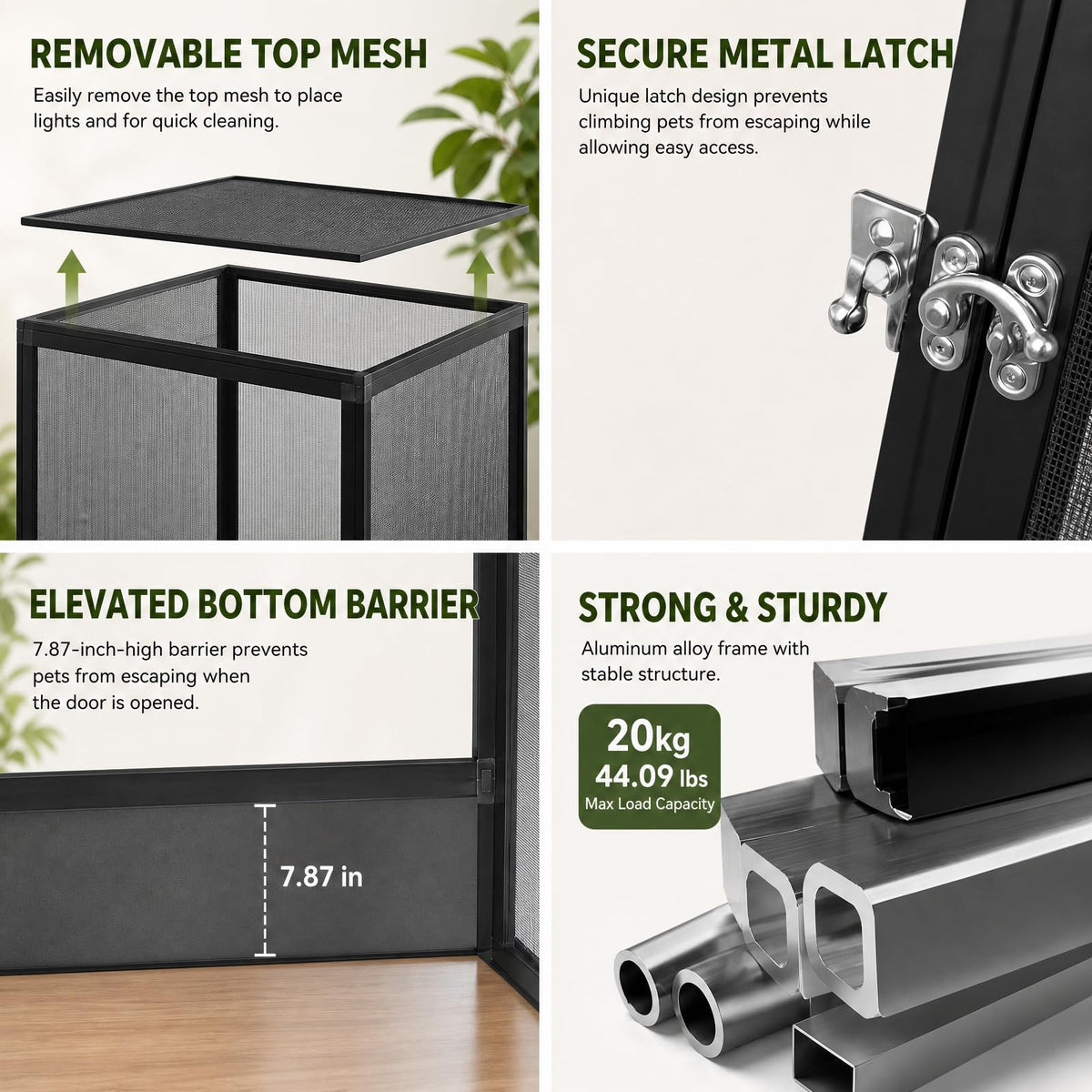 Aluminum Reptile Terrarium Enclosure with Locking Latches W33121