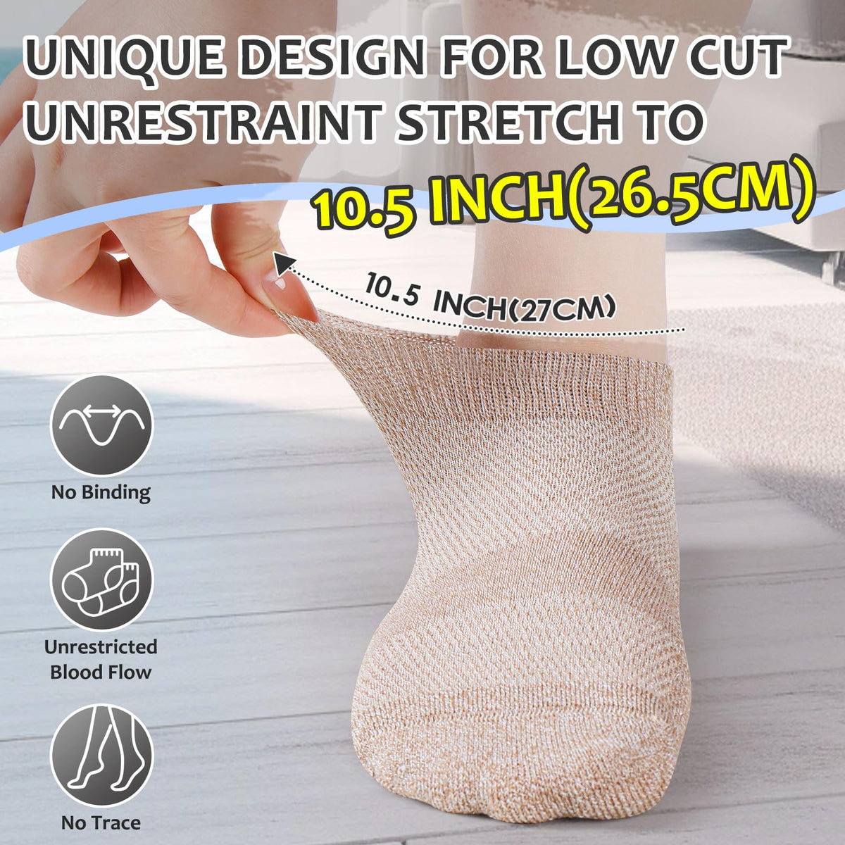 6 Pairs Low Cut Non Binding Bamboo Seamless Socks B36924