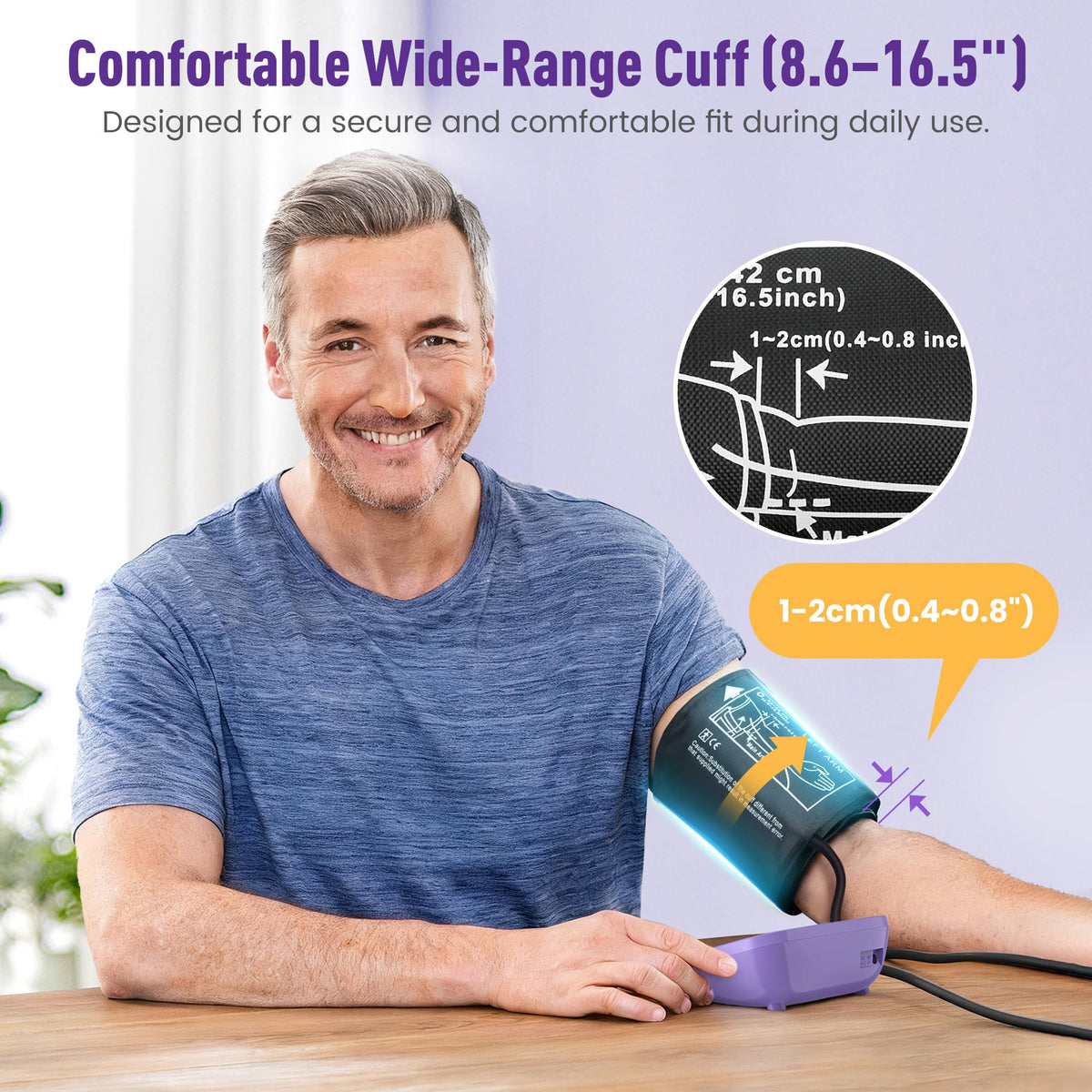 Upper Arm Blood Pressure Monitor 8.6-16.5 in Cuff Purple N420766