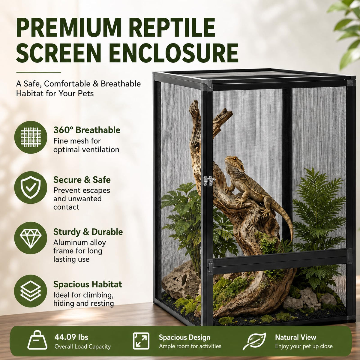 Aluminum Reptile Terrarium Enclosure with Locking Latches W33121