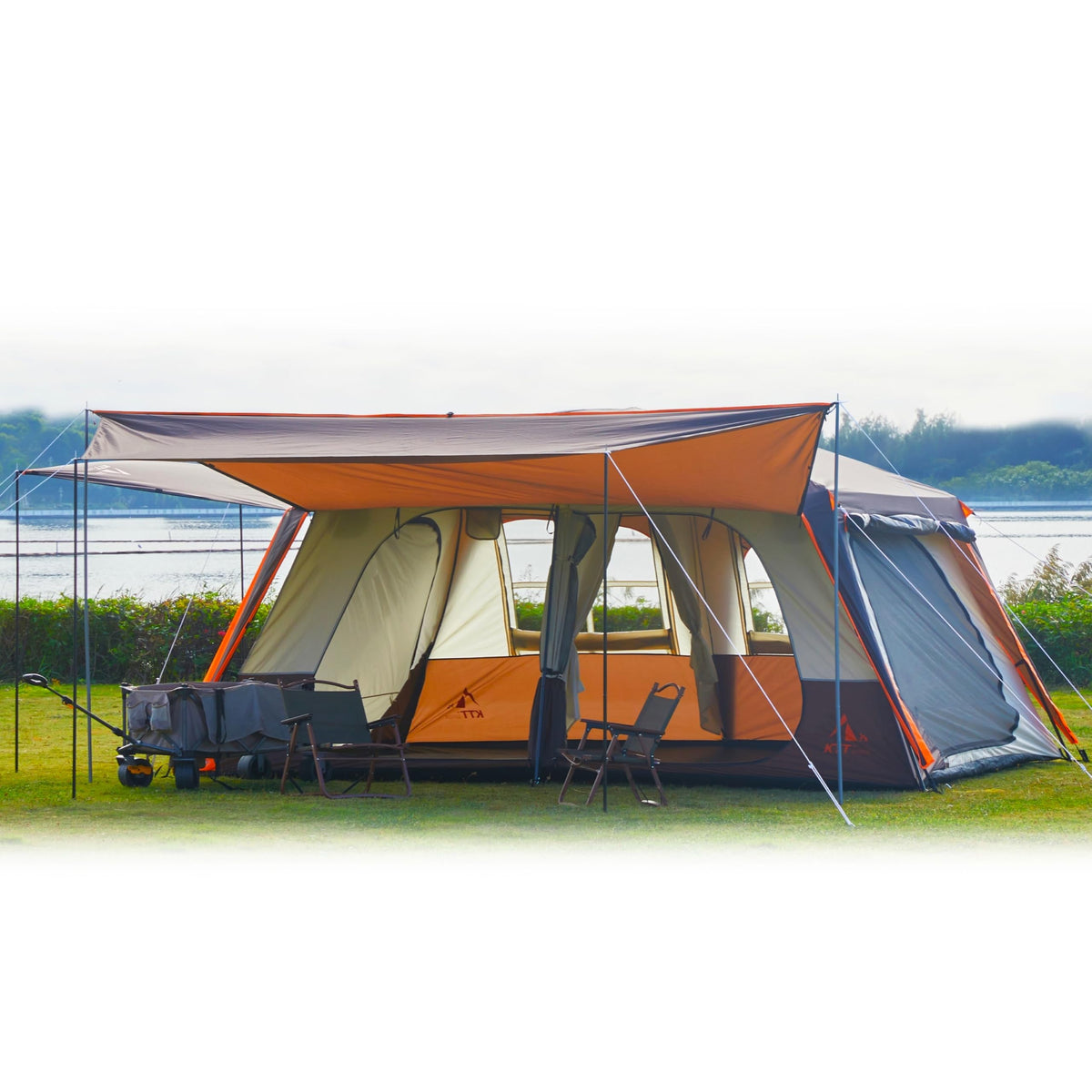 Extra Large 12-14 Person 2 Room Waterproof Double Layer Cabin Tent P601