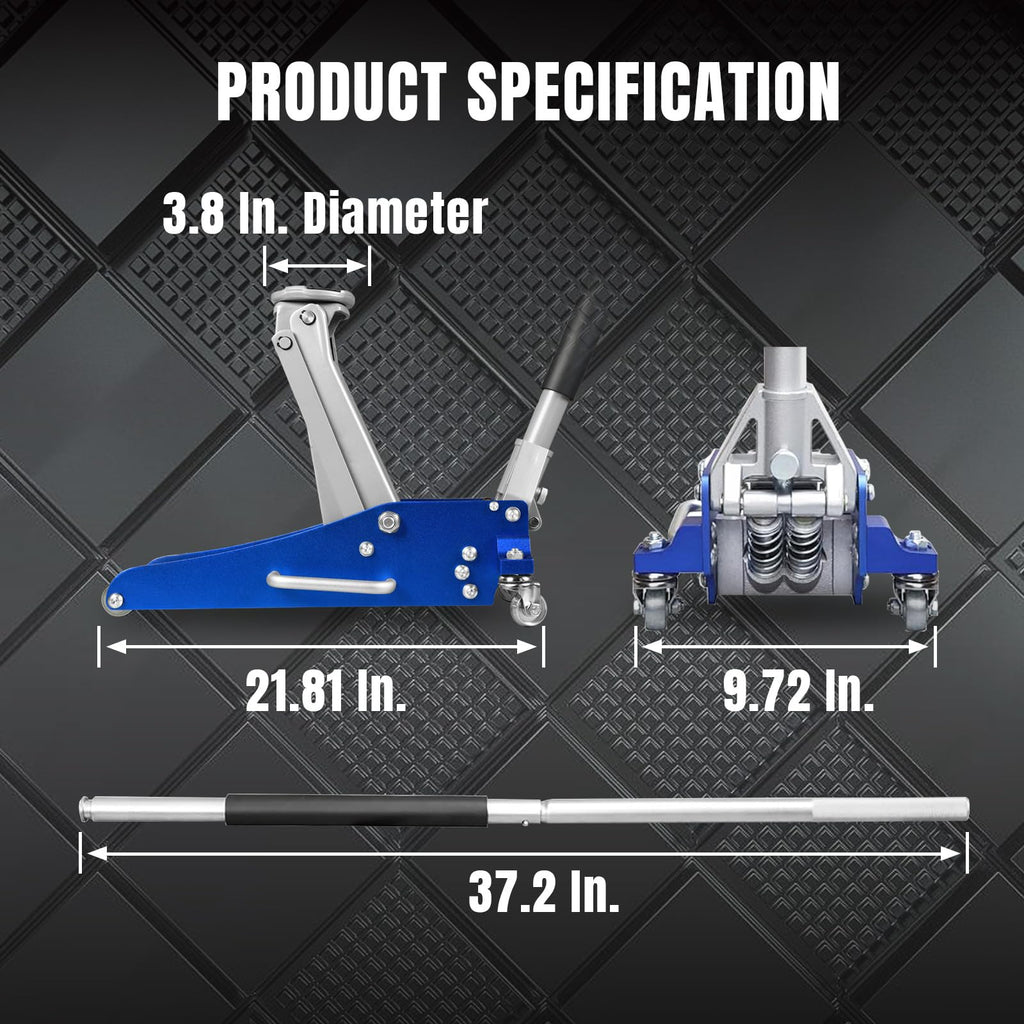 Blue 1.5 Ton Low Profile Aluminum Steel Racing Floor Jack G127085