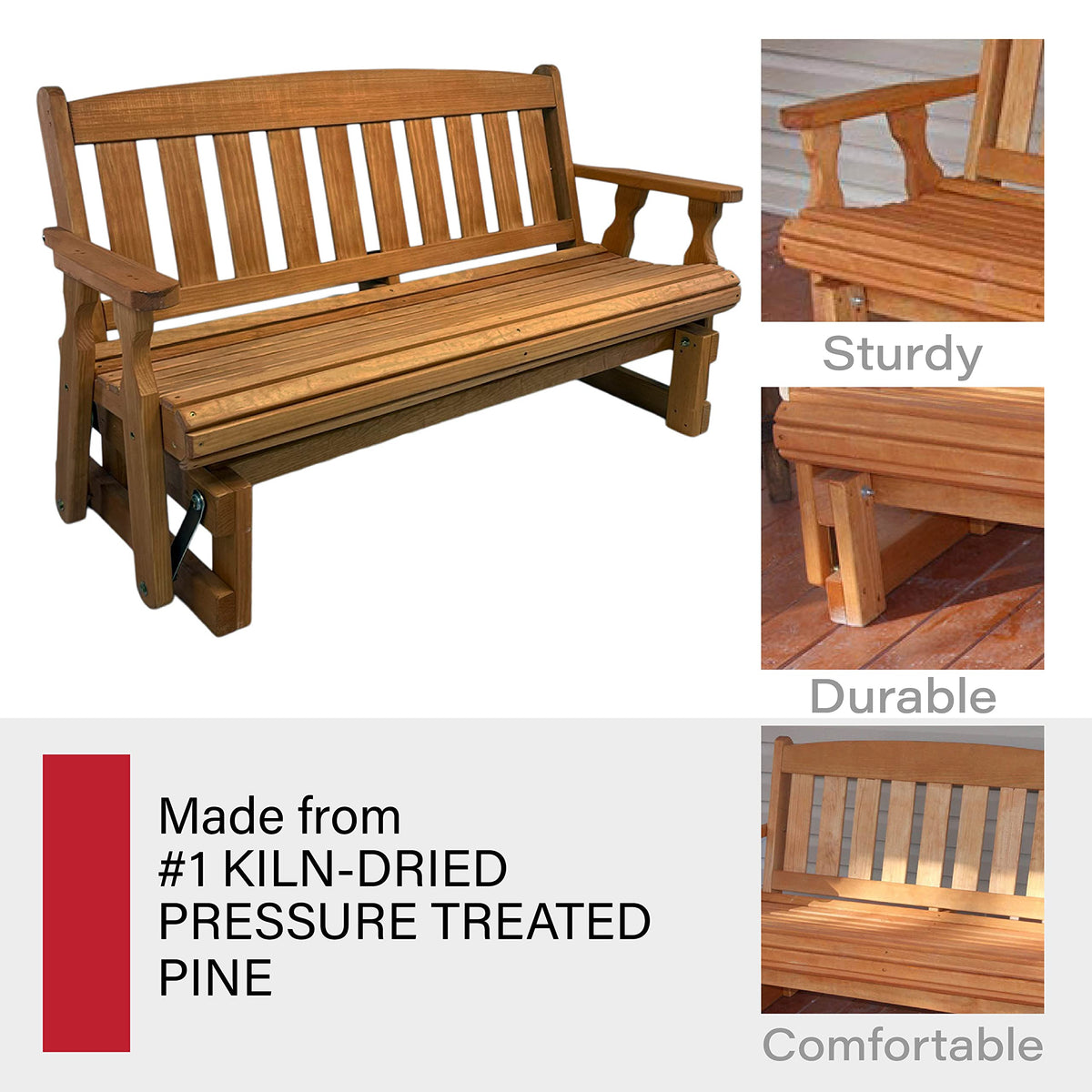 Heavy Duty Pressure Treated Porch Glider E1723