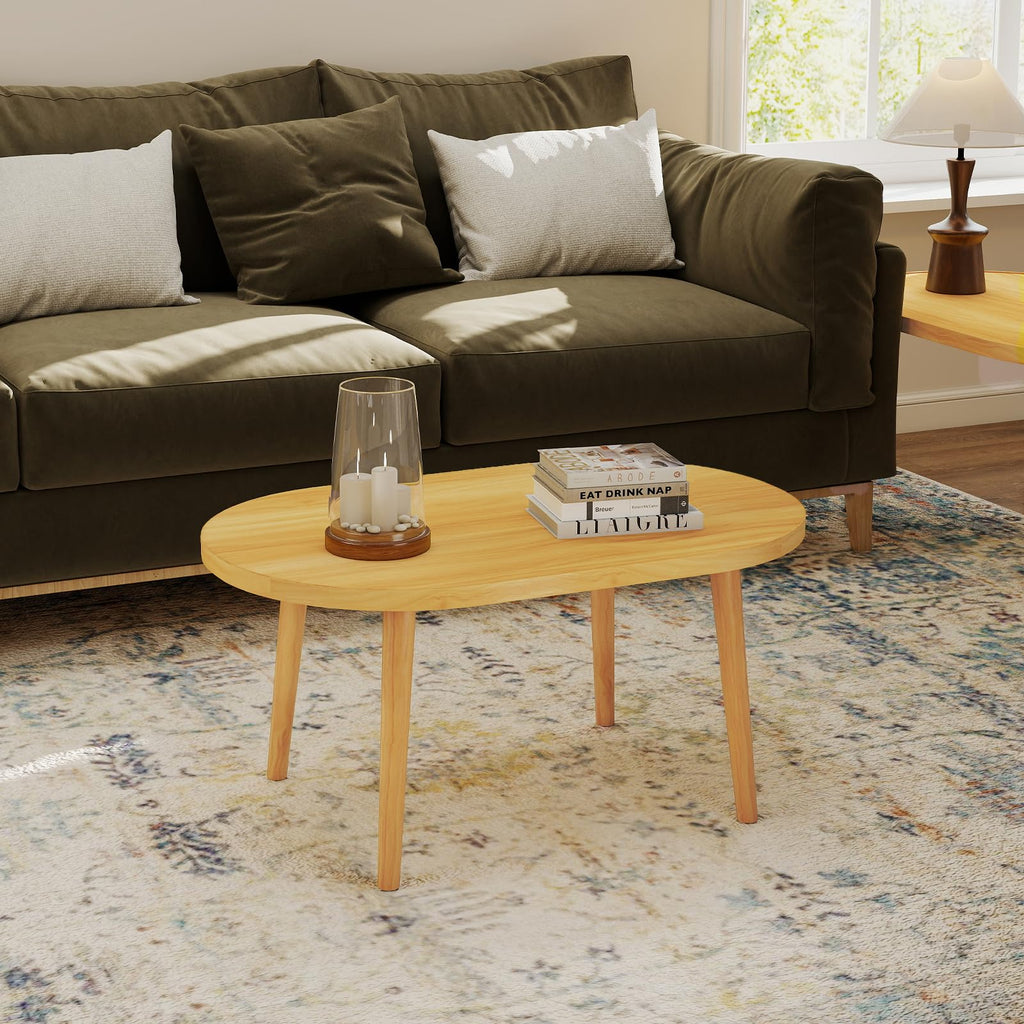 Oval Coffee Table Natural 19.7"D x 31.5"W x 16"H N95582