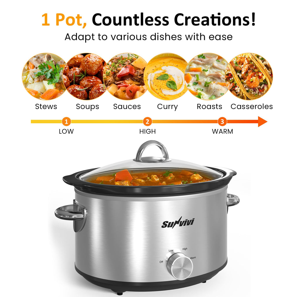 Small 4QT Slow Cooker with Ceramic Pot O486