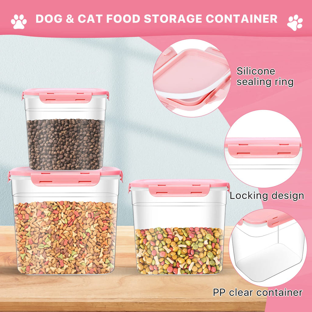 3 Pieces Plastic Pet Food Storage Containers with Spoon J20079