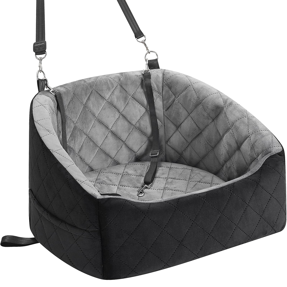 Dog Car Seat for Small Dogs Up to 30 Lbs, Grey-Black F7552