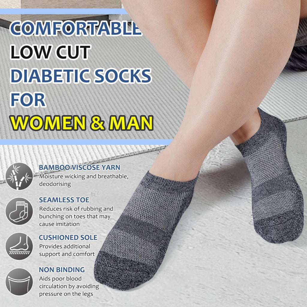 6 Pairs Low Cut Non Binding Bamboo Seamless Socks B36924