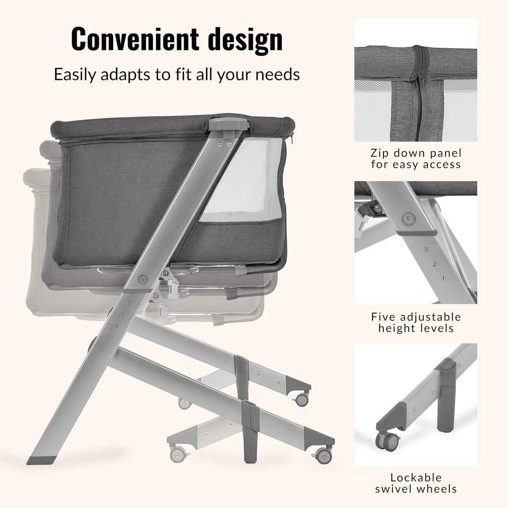 Grey Adjustable Height Bassinet & Bedside Sleeper R282106