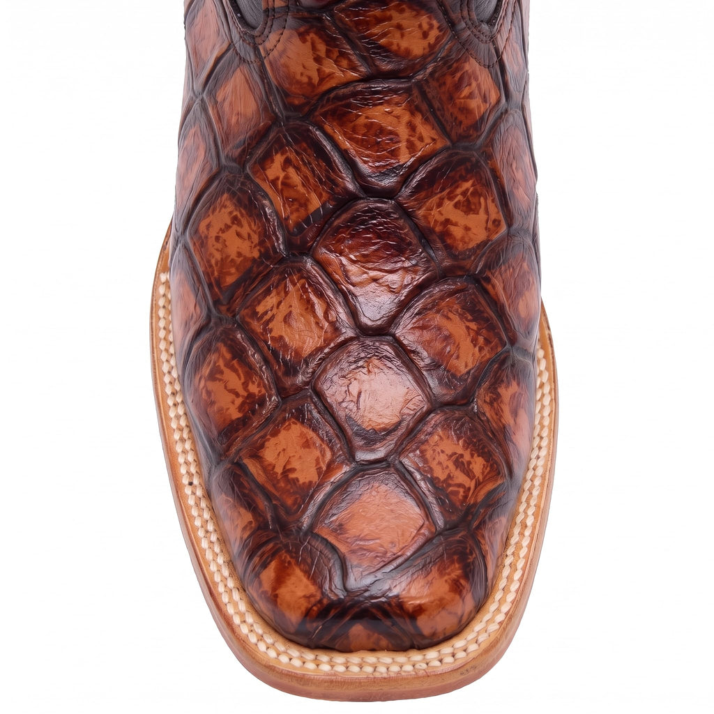 Leather Pirarucu Fish Print Western Boots J456